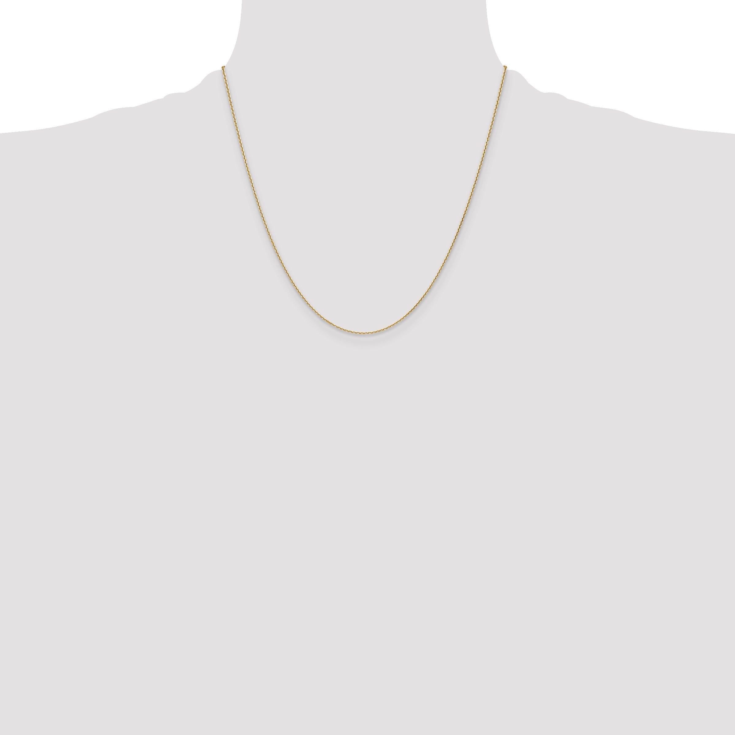 2 Inch 10K Yellow Gold 1.2mm D/C Cable Chain Necklace