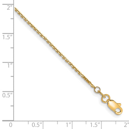 1 Inch 10K Yellow Gold 1.2mm D/C Cable Chain Anklet