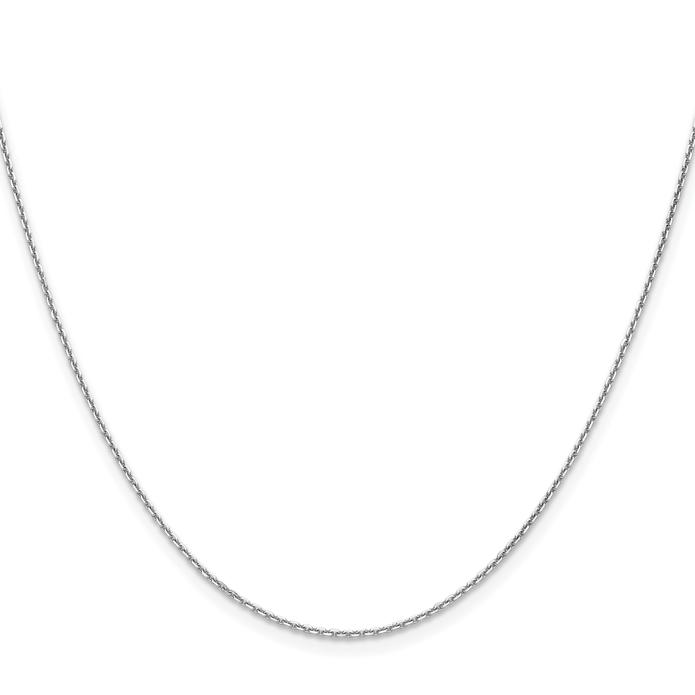 2 Inch 10K White Gold Wg 1.2mm D/C Cable Chain Necklace