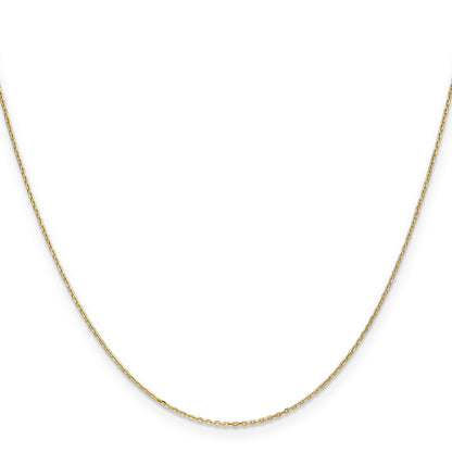 22 Inch 10K Yellow Gold .8mm D/C Cable With Spring Ring Clasp Chain Necklace