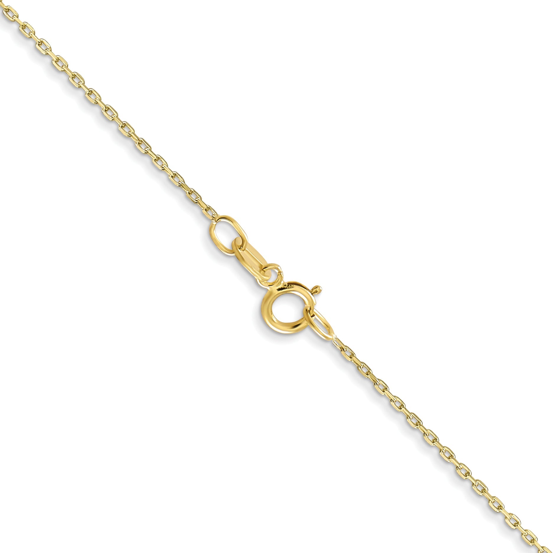 22 Inch 10K Yellow Gold .8mm D/C Cable With Spring Ring Clasp Chain Necklace