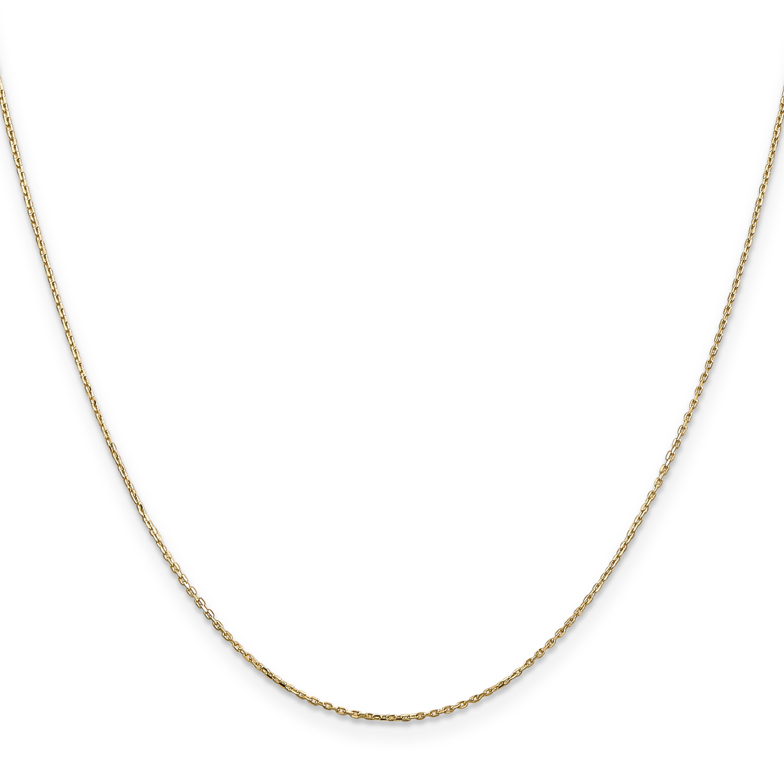 16 Inch 10K Yellow Gold .8mm D/C Cable With Lobster Clasp Chain Necklace
