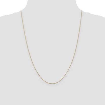 24 Inch 10K Yellow Gold .8mm D/C Cable With Lobster Clasp Chain Necklace