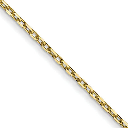 22 Inch 10K Yellow Gold .8mm D/C Cable With Spring Ring Clasp Chain Necklace