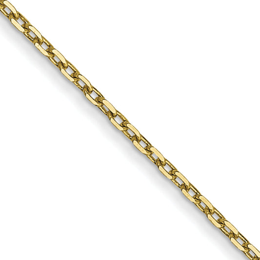 22 Inch 10K Yellow Gold .8mm D/C Cable With Spring Ring Clasp Chain Necklace