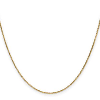 22 Inch 10K Yellow Gold 1mm Round Open Link Cable Chain Necklace