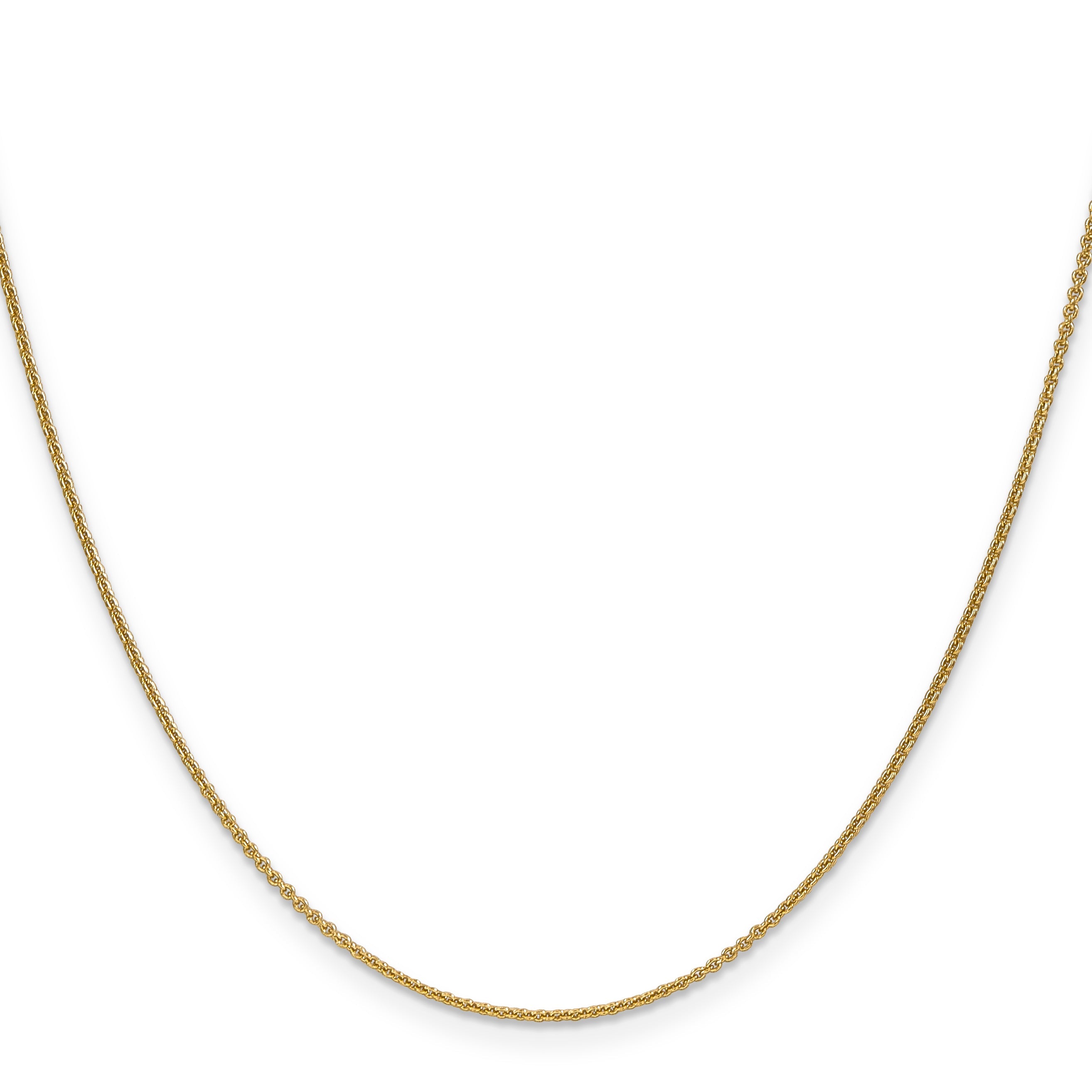 16 Inch 10K Yellow Gold 1mm Round Open Link Cable Chain Necklace