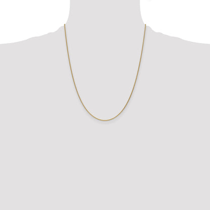 22 Inch 10K Yellow Gold 1mm Round Open Link Cable Chain Necklace