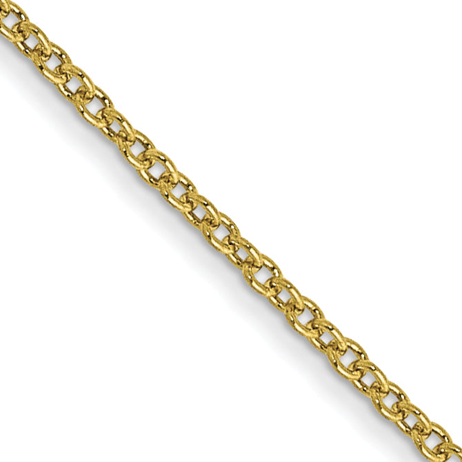 16 Inch 10K Yellow Gold 1mm Round Open Link Cable Chain Necklace