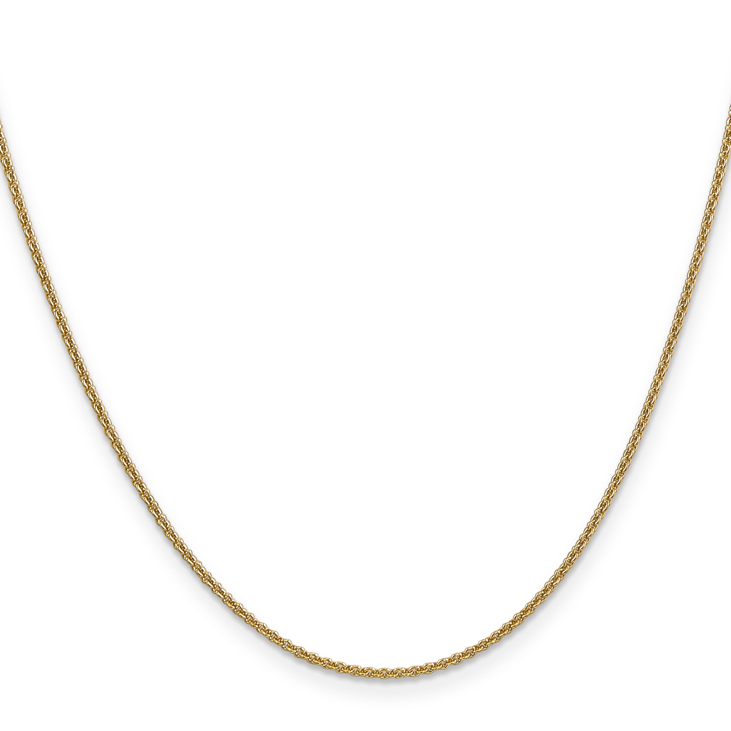 2 Inch 10K Yellow Gold 1.4mm Round Open Link Cable Chain Necklace