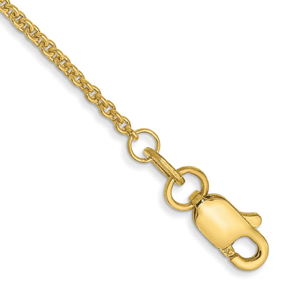 10K Yellow Gold 1.4mm Round Open Link Cable Chain Anklet