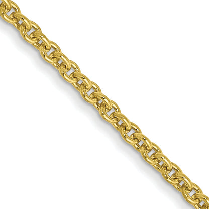 18 Inch 10K Yellow Gold 1.4mm Round Open Link Cable Chain Necklace