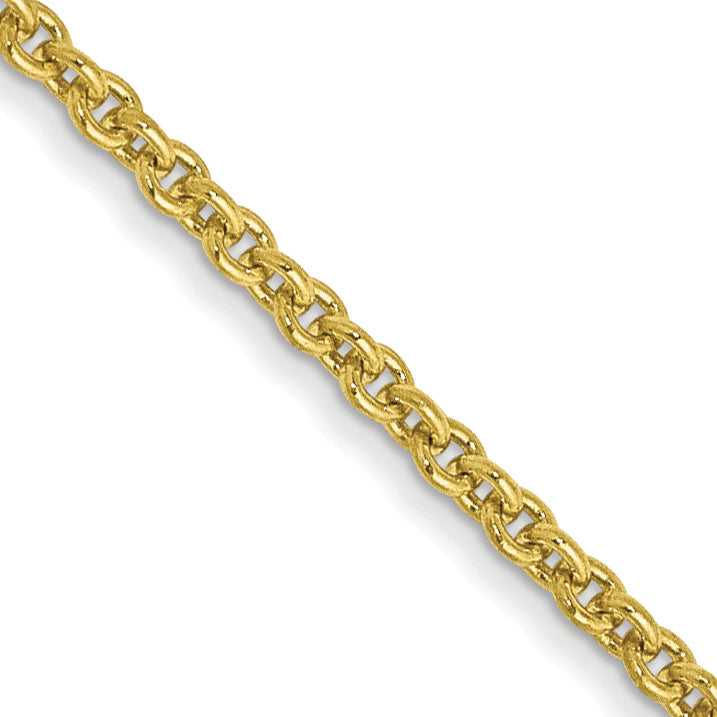 2 Inch 10K Yellow Gold 1.4mm Round Open Link Cable Chain Necklace