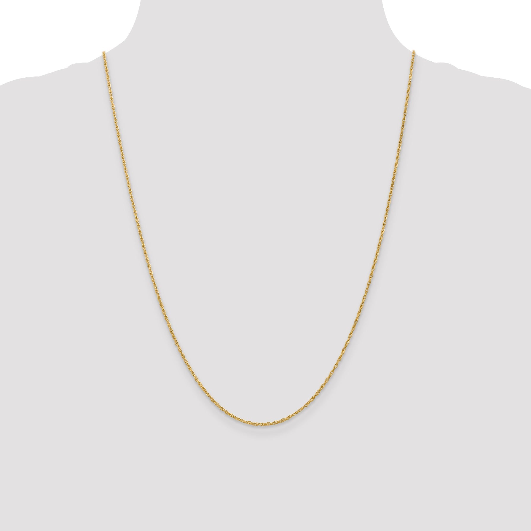 24 Inch 10K Yellow Gold 1.3mm Heavy-Baby Rope Chain Necklace