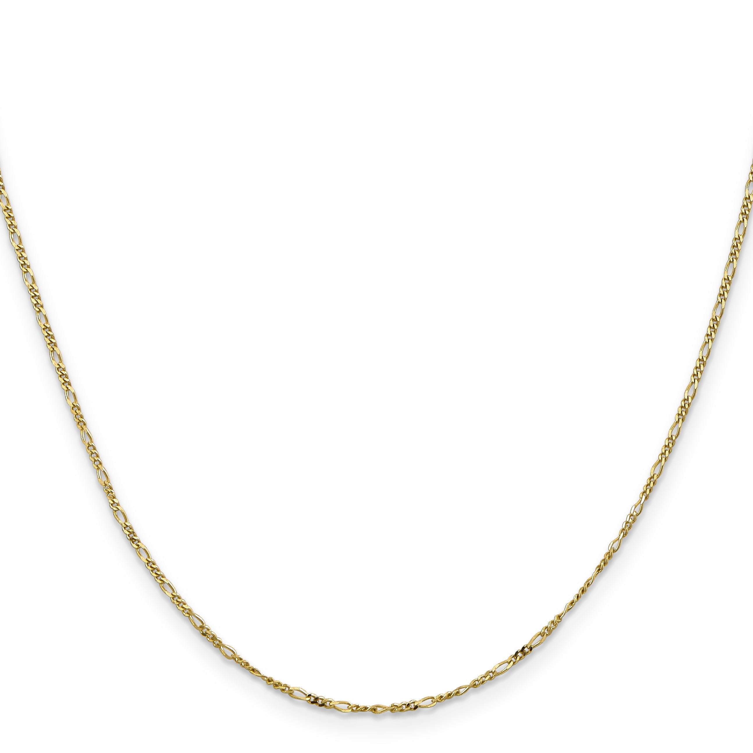 18 Inch 10K Yellow Gold 1.25mm Flat Figaro Pendant Chain Necklace