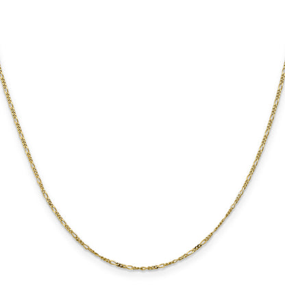 18 Inch 10K Yellow Gold 1.25mm Flat Figaro Pendant Chain Necklace