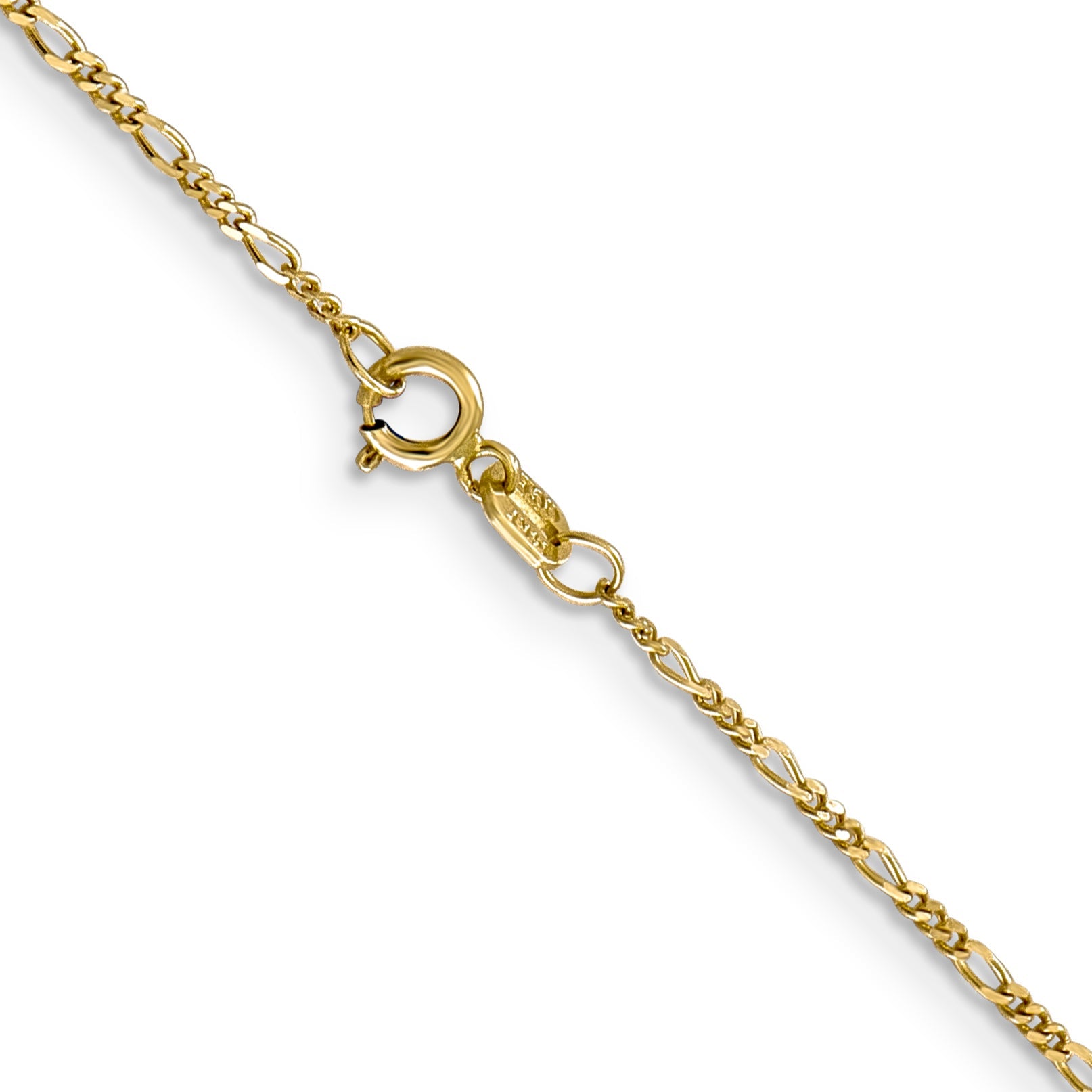 16 Inch 10K Yellow Gold 1.25mm Flat Figaro Pendant Chain Necklace