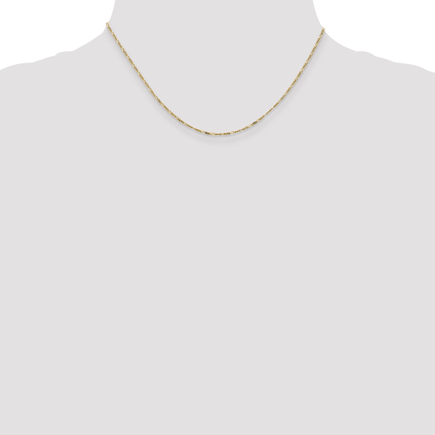 16 Inch 10K Yellow Gold 1.25mm Flat Figaro Pendant Chain Necklace