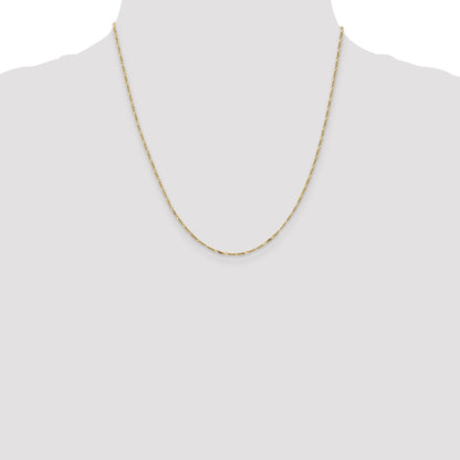 2 Inch 10K Yellow Gold 1.25mm Flat Figaro Pendant Chain Necklace