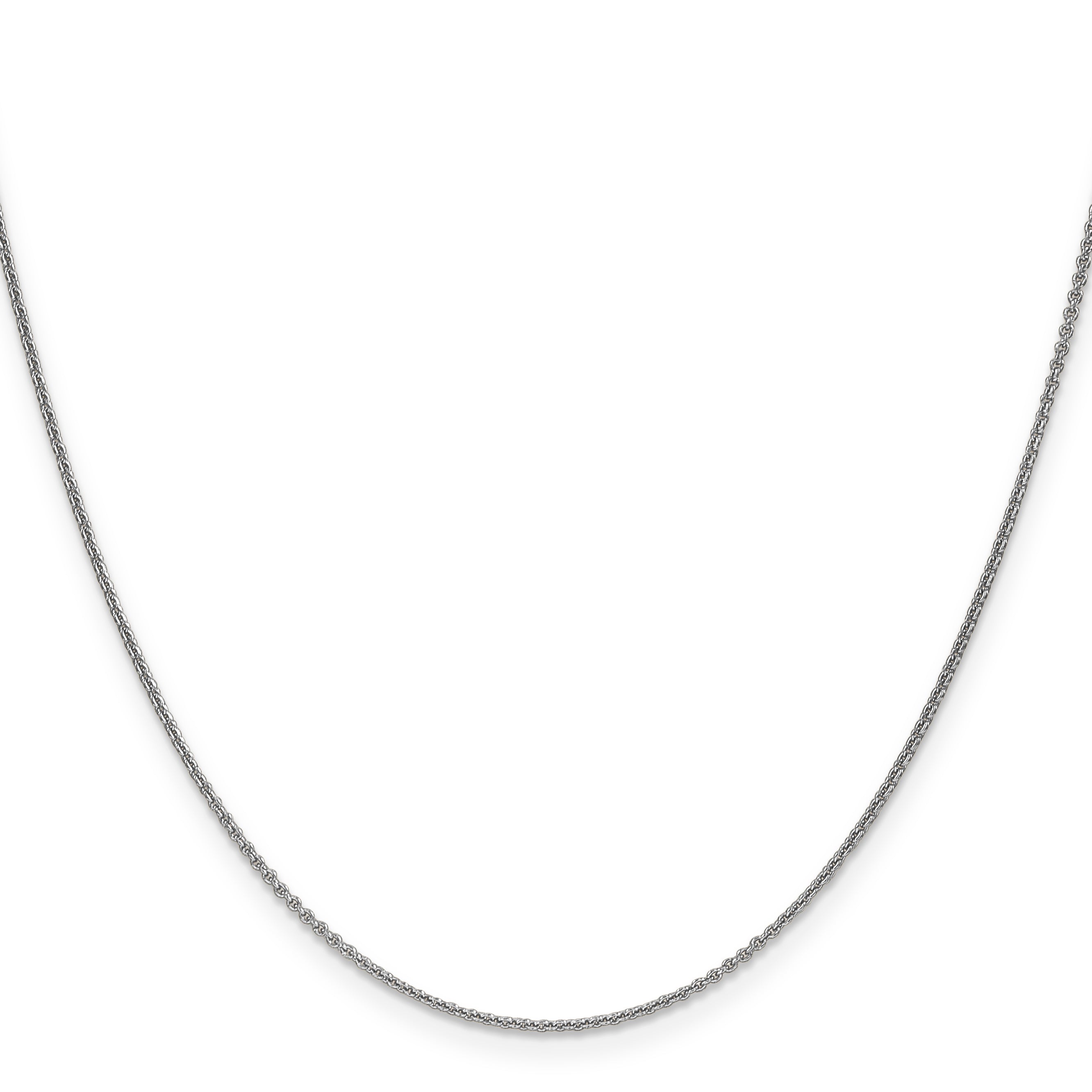 22 Inch 10K White Gold Wg 1mm Round Open Link Cable Chain Necklace