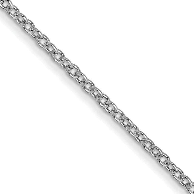 22 Inch 10K White Gold Wg 1mm Round Open Link Cable Chain Necklace