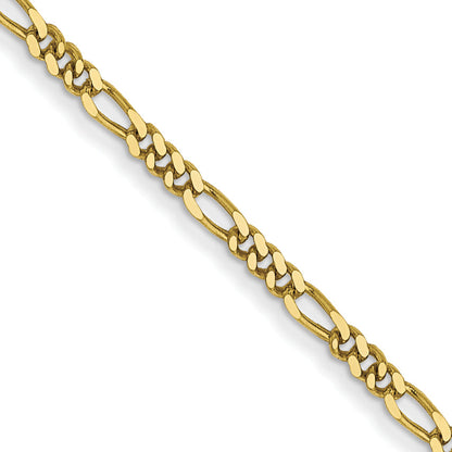 24 Inch 10K Yellow Gold 1.25mm Flat Figaro Pendant Chain Necklace