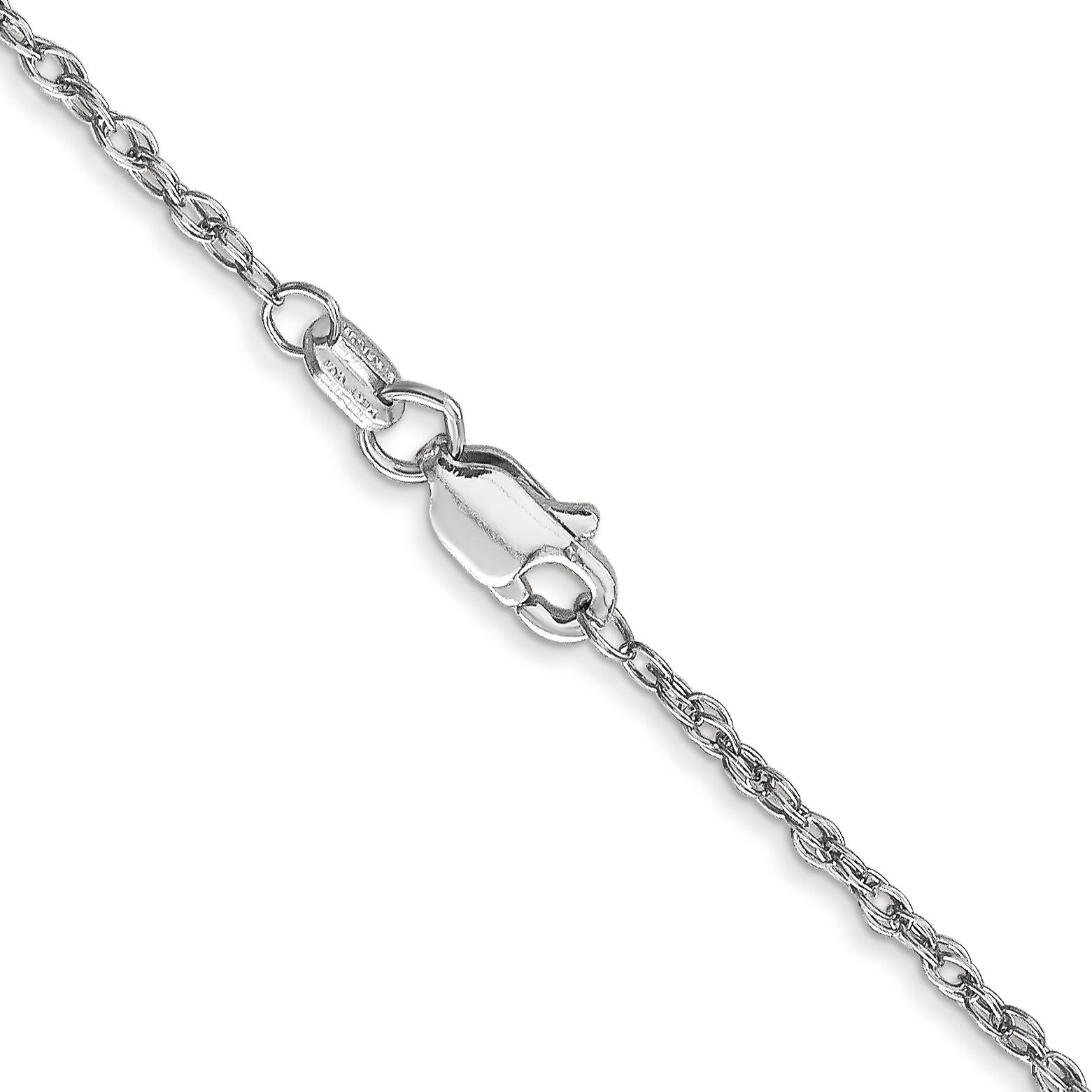 22 Inch 10K White Gold Wg 1.3mm Heavy-Baby Rope Chain Necklace