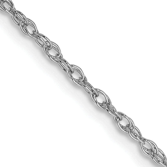 2 Inch 10K White Gold Wg 1.3mm Heavy-Baby Rope Chain Necklace