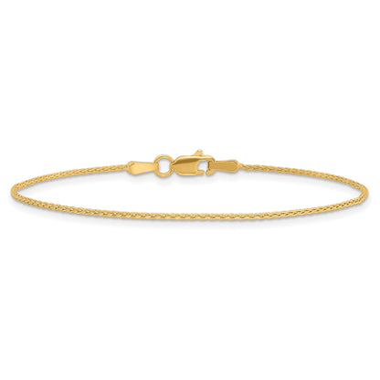 7 Inch 10K Yellow Gold 1.2mm Parisian Wheat Chain Bracelet