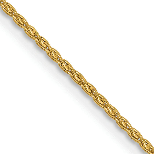 16 Inch 10K Yellow Gold 1.2mm Parisian Wheat Chain Necklace