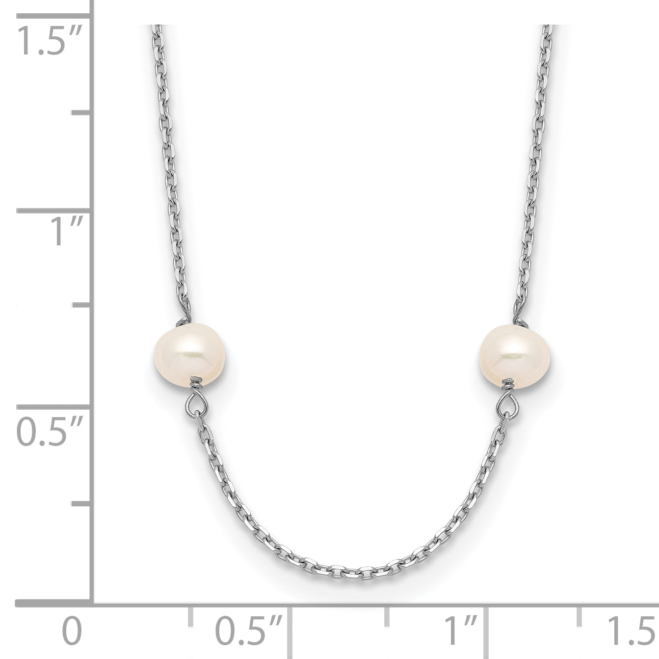 10K White Gold 4-5mm Near Round Freshwater Cultured Pearl 8-Station 16 Inch Necklace