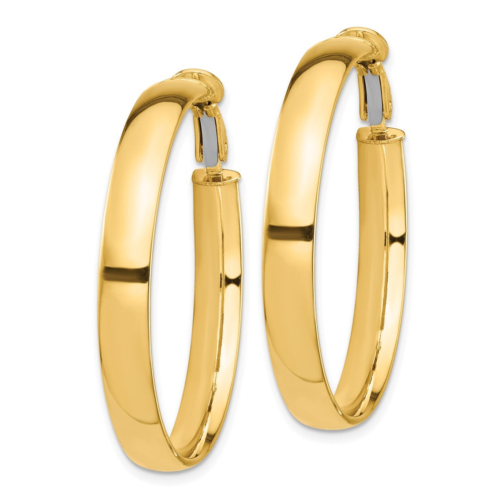 10K Yellow Gold High Polished 5mm Omega Back Hoop Earrings