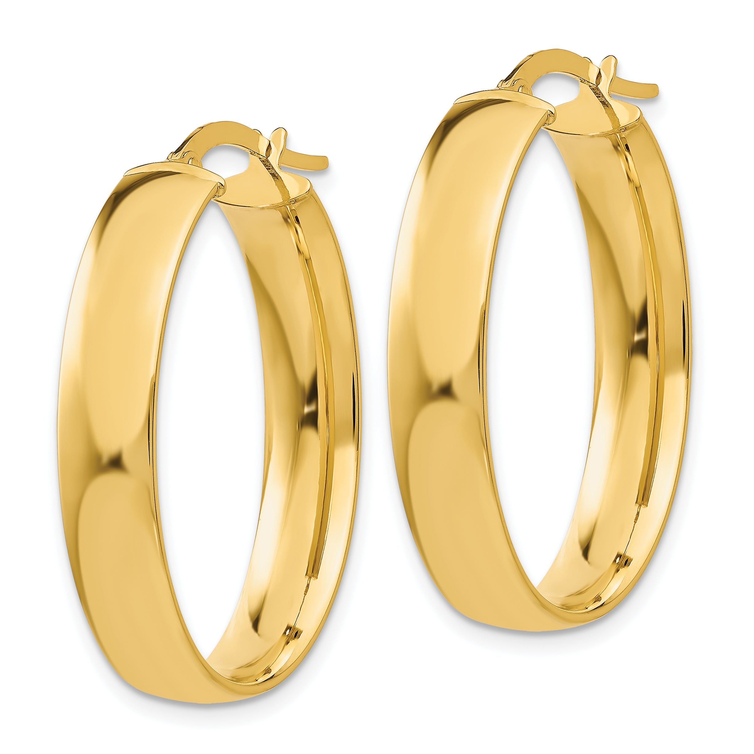 10K Yellow Gold 5.75mm Polished Oval Hoop Earrings