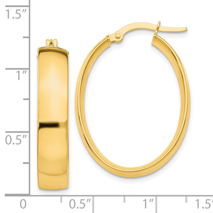 10K Yellow Gold 5.75mm Polished Oval Hoop Earrings