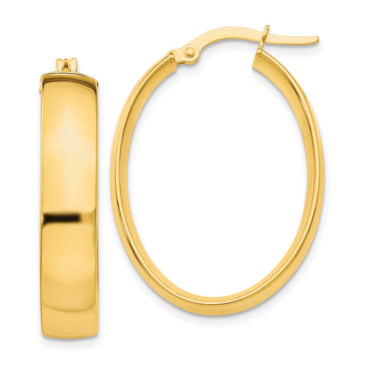 10K Yellow Gold 5.75mm Polished Oval Hoop Earrings