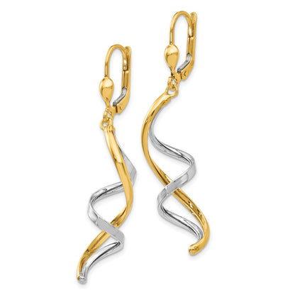 10K Two-Tone Spiral Leverback Earrings