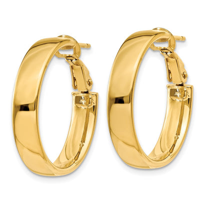 10K Yellow Gold 5mm Omega Back Hoop Earrings