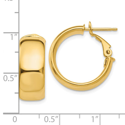 10K Yellow Gold 7.75mm Small Omega Back Hoop Earrings