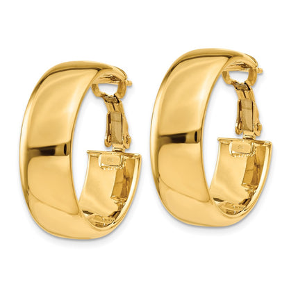 10K Yellow Gold 7.75mm Omega Back Hoop Earrings