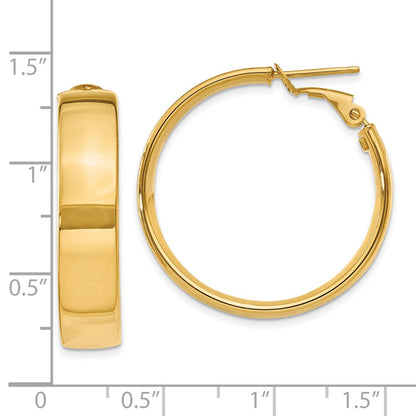 10K Yellow Gold 6.75mm Large Omega Back Hoop Earrings