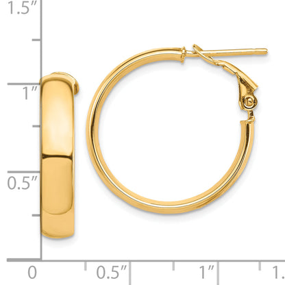 10K Yellow Gold High Polished 5mm Omega Back Hoop Earrings