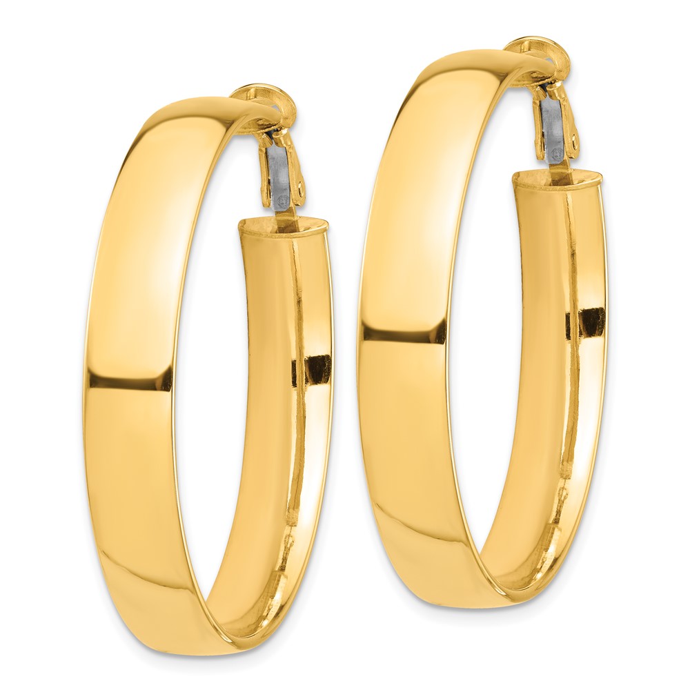 10K Yellow Gold High Polished 7mm Omega Back Hoop Earrings
