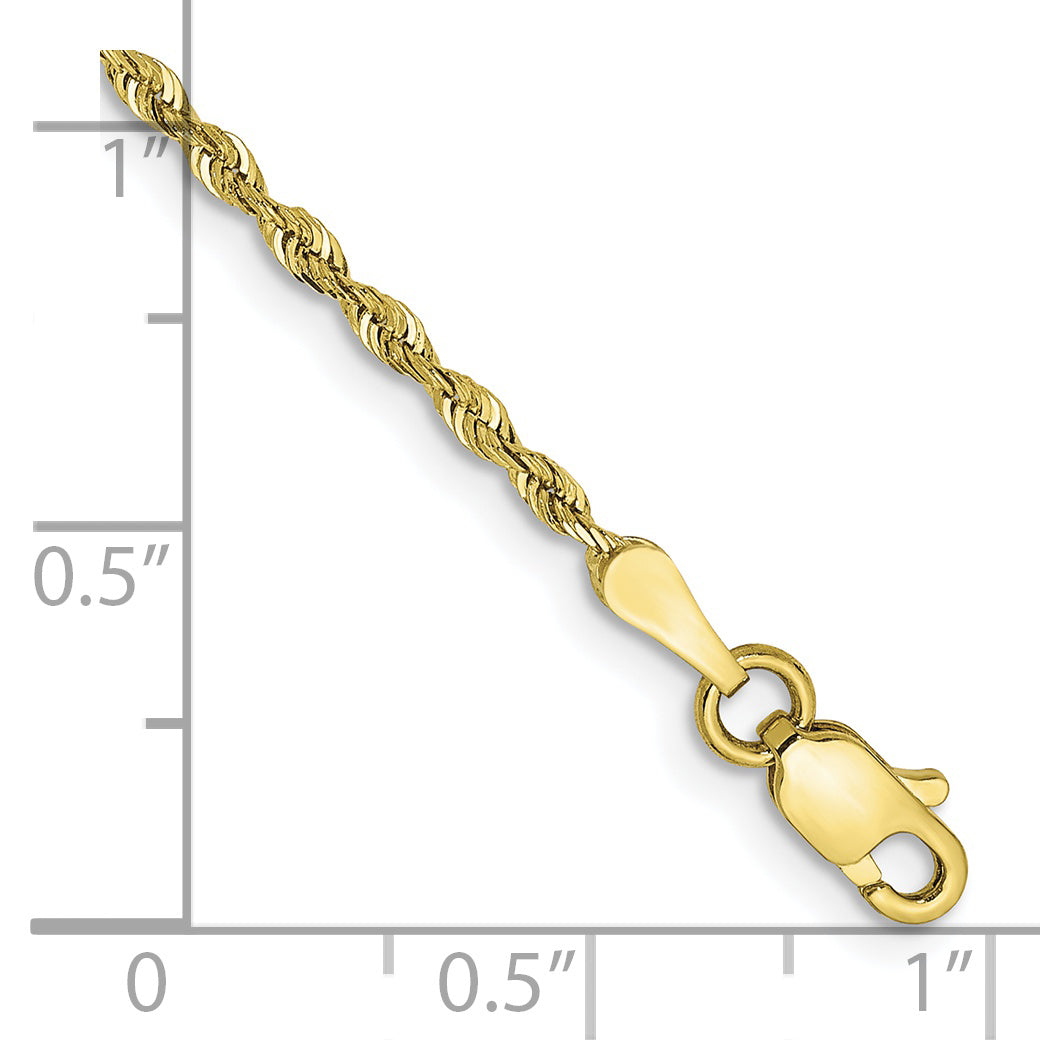 8 Inch 10K Yellow Gold 1.85mm D/C Quadruple Rope Chain Bracelet