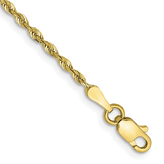 7 Inch 10K Yellow Gold 1.85mm D/C Quadruple Rope Chain Bracelet