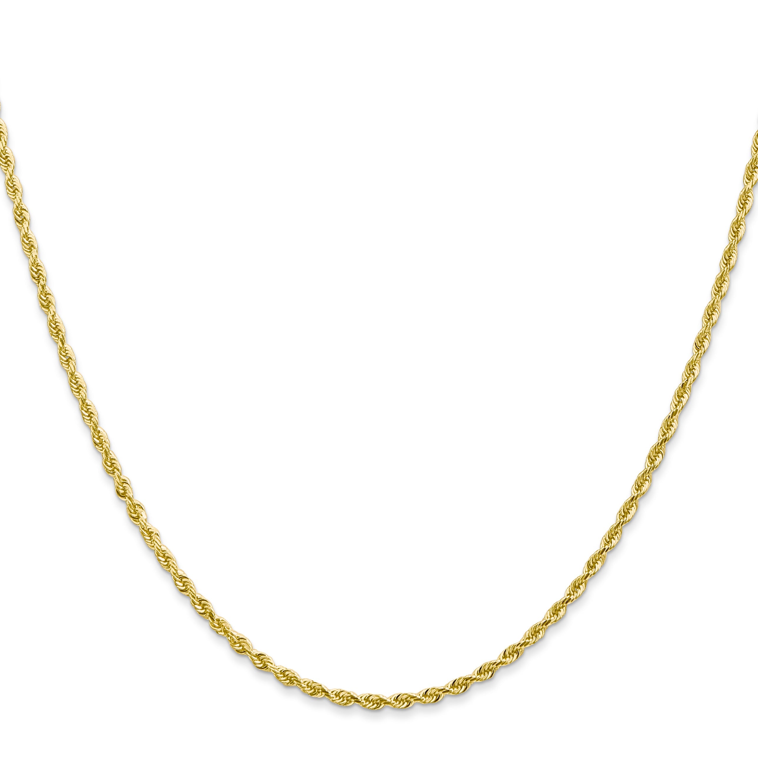 2 Inch 10K Yellow Gold 2mm D/C Quadruple Rope Chain Necklace