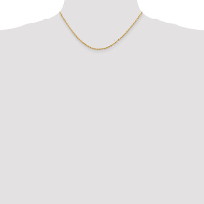 16 Inch 10K Yellow Gold 2mm D/C Quadruple Rope Chain Necklace