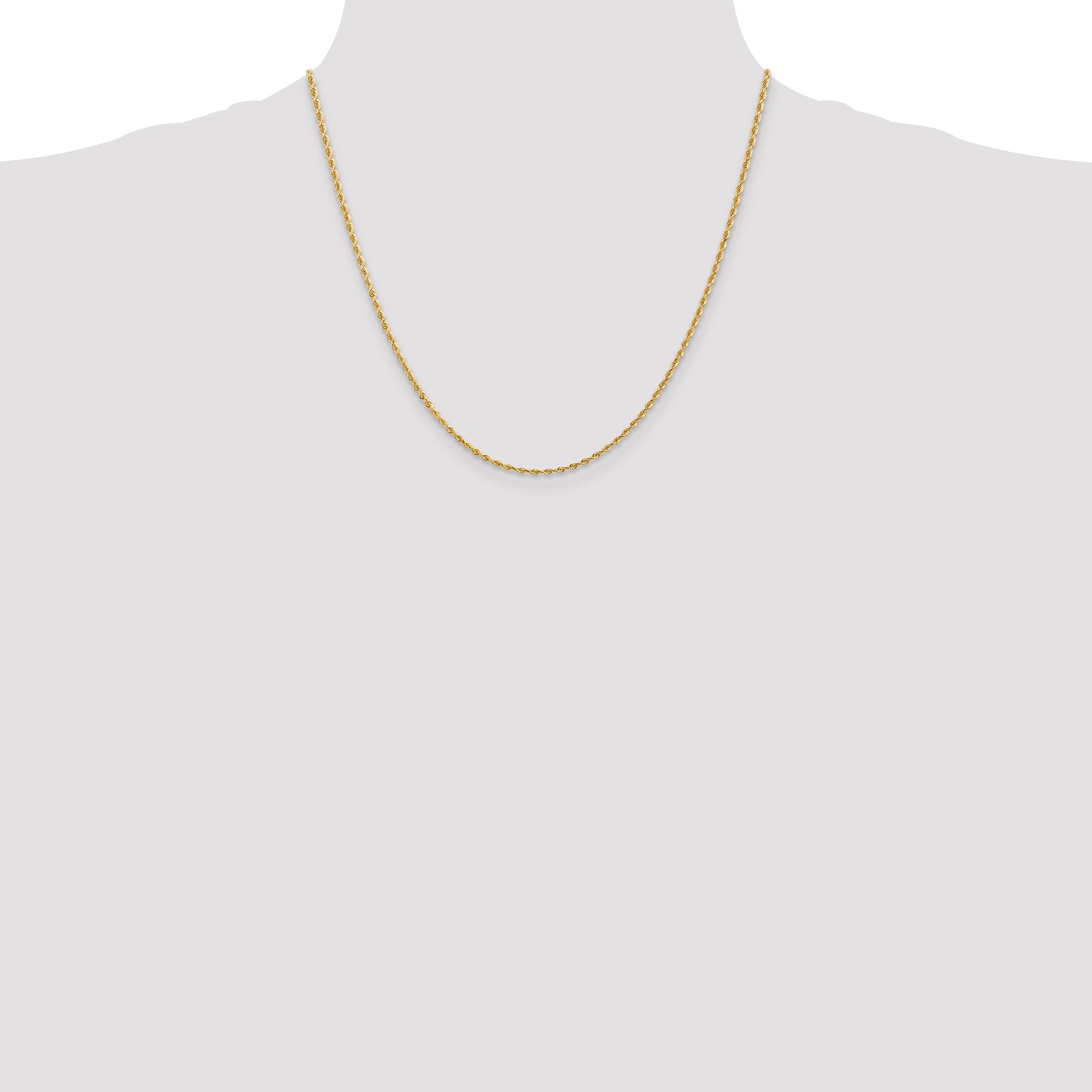 2 Inch 10K Yellow Gold 2mm D/C Quadruple Rope Chain Necklace