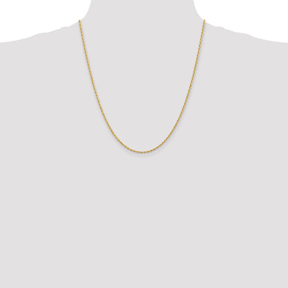 22 Inch 10K Yellow Gold 2mm D/C Quadruple Rope Chain Necklace