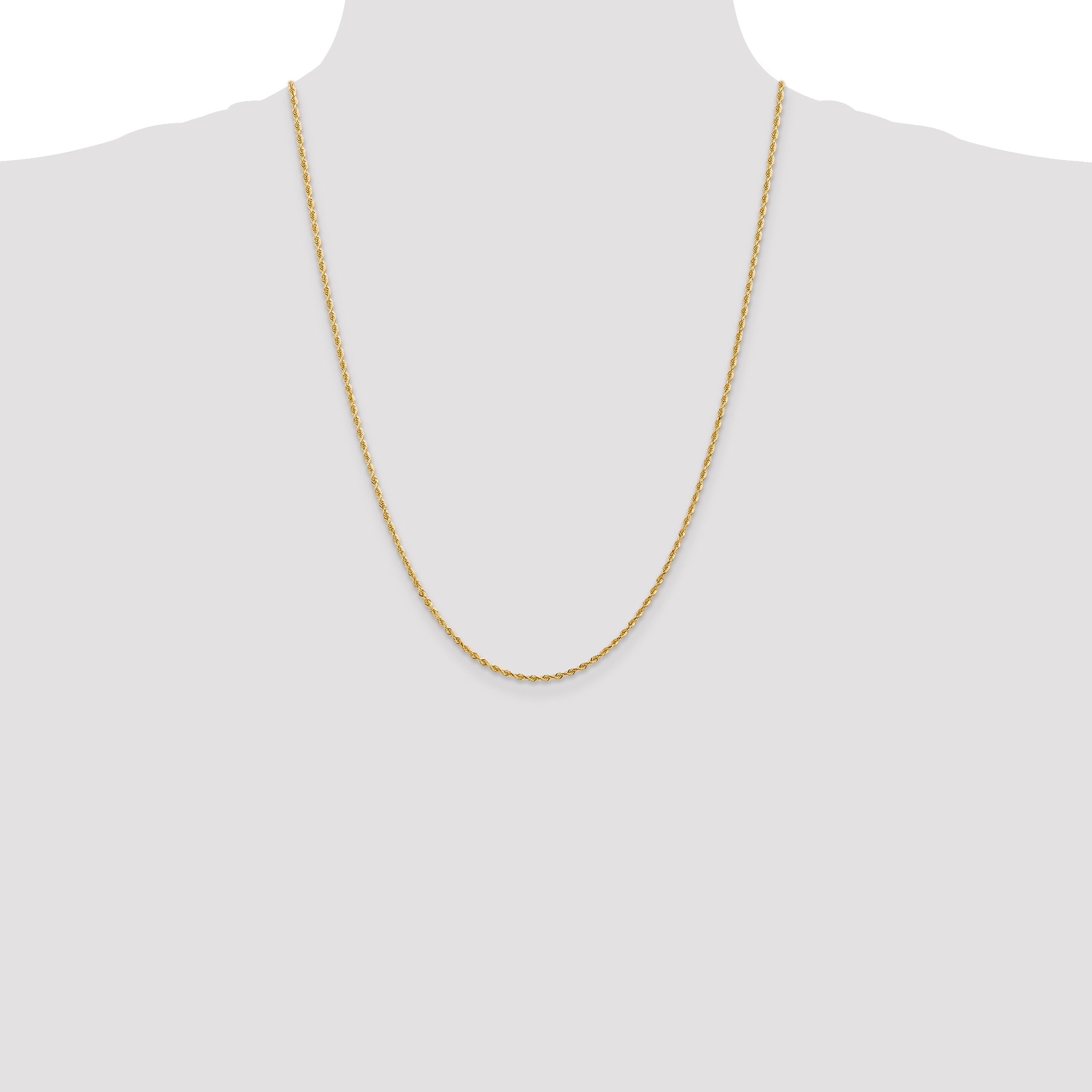 24 Inch 10K Yellow Gold 2mm D/C Quadruple Rope Chain Necklace