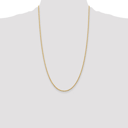 26 Inch 10K Yellow Gold 2mm D/C Quadruple Rope Chain Necklace